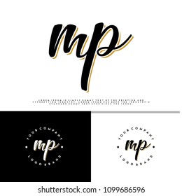 M P initial name vintage logo vector