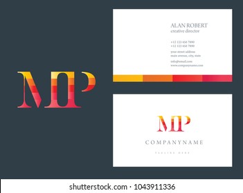M & P joint logo multi color letter with business card template