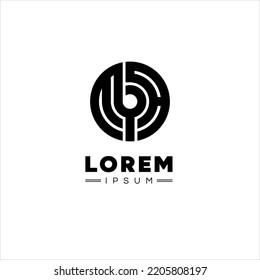 M P Plantilla de diseño de logotipo de letra con estilo geométrico abstracto