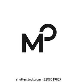 M and P letter logo design with white background