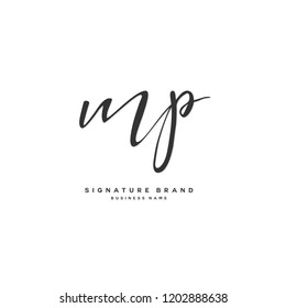 M P MP Initial letter handwriting and  signature logo concept design