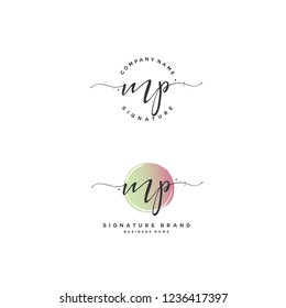 M P MP Initial letter handwriting and  signature logo.