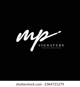 M, P, MP Initial letter handwritten and signature vector image logo