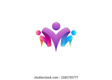 M People Or Family Logo Template, Childcare, Unity, Charity, Social Foundation And Health Clinic