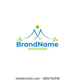 Vector de diseño del logotipo de la hoja de papel de M