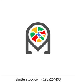 M pin local logo design vector sign