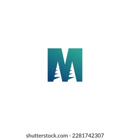 M Pine Logo Design. M Initial Vector