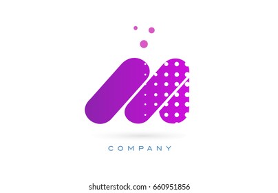 m pink dots dotted letter logo alphabet creative company vector icon design template