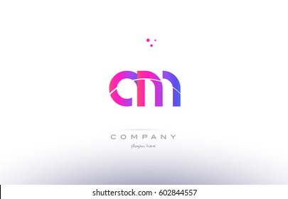 am a m  pink purple modern creative gradient alphabet company logo design vector icon template