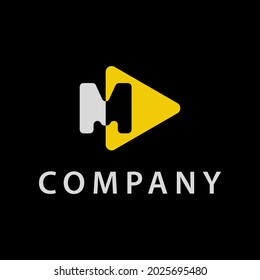 M Play-Taste Logo-Design Vektorgrafik