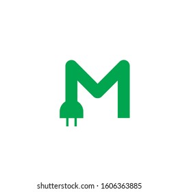 M plug logo design simple modern template