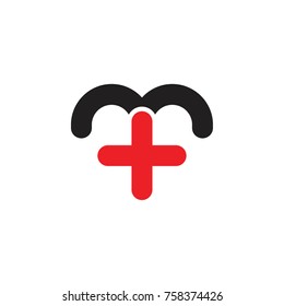 M Plus Logo Design Vector