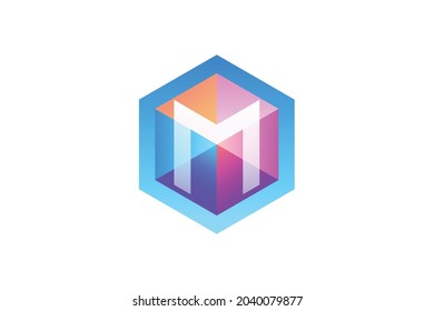 M polygon logo design symbol