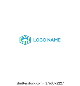 logotipo de polígono m, vector de diseño del logotipo m hexagón