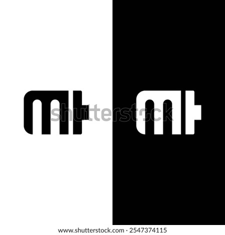 M Power Battery Logo icon vector illustration Design Template. Battery Charging vector icon.