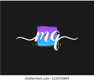 M Q Initial handwriting logo vector