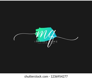 M Q Initial handwriting logo vector