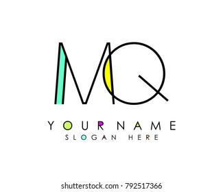 M & Q initial minimalist logo template vector