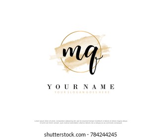 M Q Initial water color logo template vector
