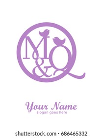 M Q initial wedding decorative logo template