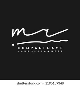 M R Initial handwriting logo vector