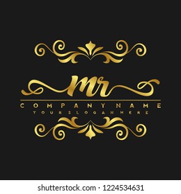 M R Initial handwriting logo vector