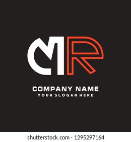 M R initial letter, modern logo design template vector