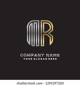 M R initial letter, modern logo design template vector