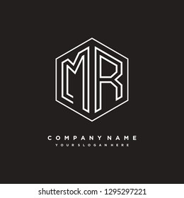 M R initial letter, modern logo design template vector