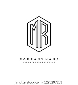 M R initial letter, modern logo design template vector