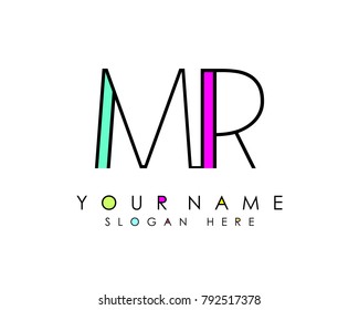 M & R initial minimalist logo template vector