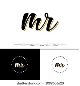 M R initial name vintage logo vector