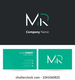 M & R joint logo stroke letter design with business card template