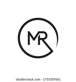 M R letter on circle lines design concept