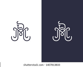 M and R line art logo monogram