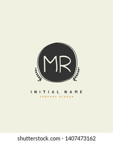 M R MR Beauty vector initial logo, handwriting logo of initial wedding, fashion, jewerly, heraldic, boutique, floral and botanical with creative template for any company or business.