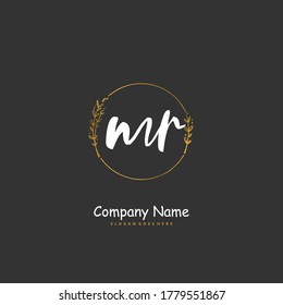 M R MR Initial handwriting and signature logo design with circle. Beautiful design handwritten logo for fashion, team, wedding, luxury logo.