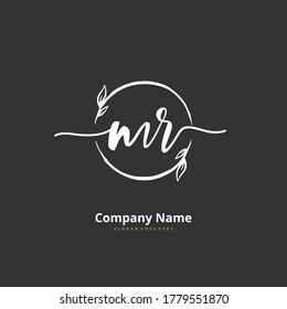 M R MR Initial handwriting and signature logo design with circle. Beautiful design handwritten logo for fashion, team, wedding, luxury logo.