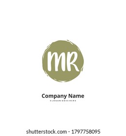 M R MR Initial handwriting and signature logo design with circle. Beautiful design handwritten logo for fashion, team, wedding, luxury logo.