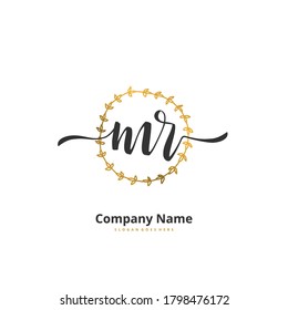 M R MR Initial handwriting and signature logo design with circle. Beautiful design handwritten logo for fashion, team, wedding, luxury logo.
