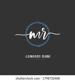 M R MR Initial handwriting and signature logo design with circle. Beautiful design handwritten logo for fashion, team, wedding, luxury logo.