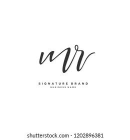 M R MR Initial letter handwriting and  signature logo concept design