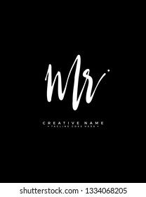 M R MR initial logo signature vector. Handwriting concept logo.