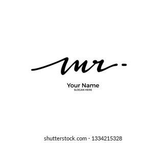 M R MR initial logo signature vector. Handwriting concept logo.