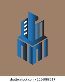 m m real state hexagon  vector letter logo