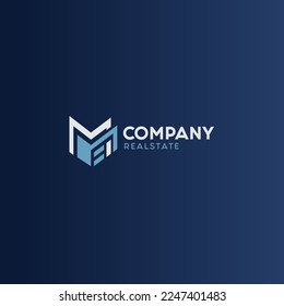 M Realstate Minimalist Building Company Logo