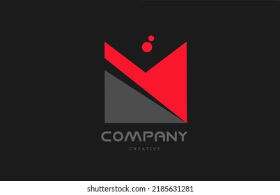 M red grey dots alphabet letter logo icon design. Creative template for company and business