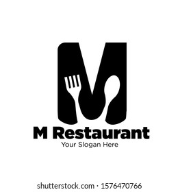 M restaurant simple logo designs modern