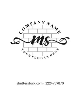 M S Initial handwriting logo vector. Hand lettering for designs.