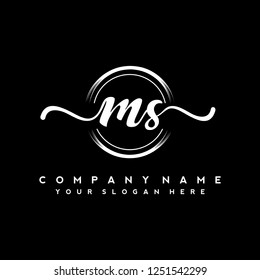 M S Initial handwriting logo vector